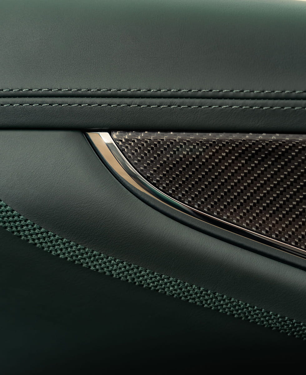 DBX forest green detail pictured close up