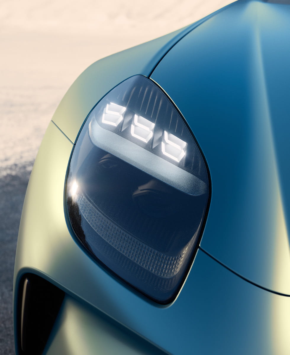 A close up of Vantage Roadster's headlight