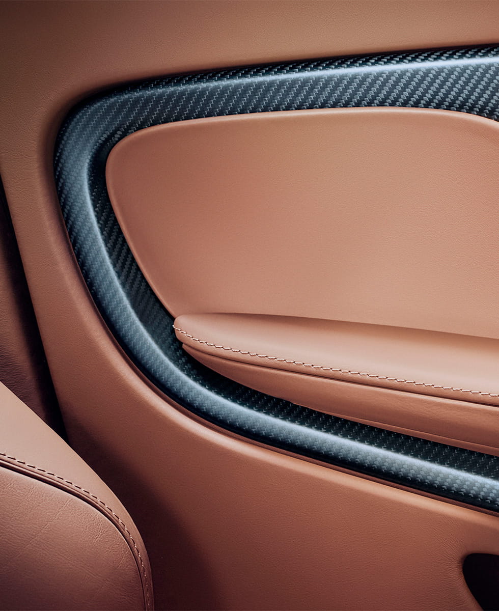 Close up of sidepanel stitching in Aston Martin Vanquish